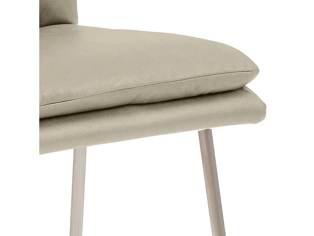 Kuechenhocker in Taupe Microfaser Gestell Edelstahl gebürstet