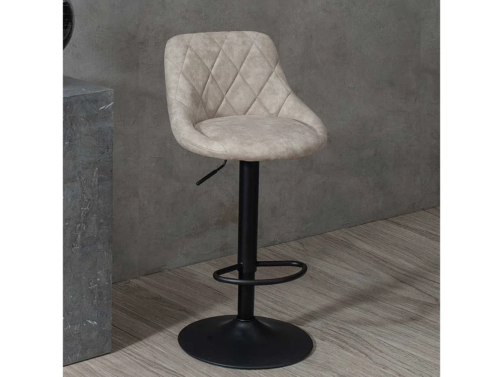 Design Barstühle in Beige und Schwarz gepolstert (2er Set)