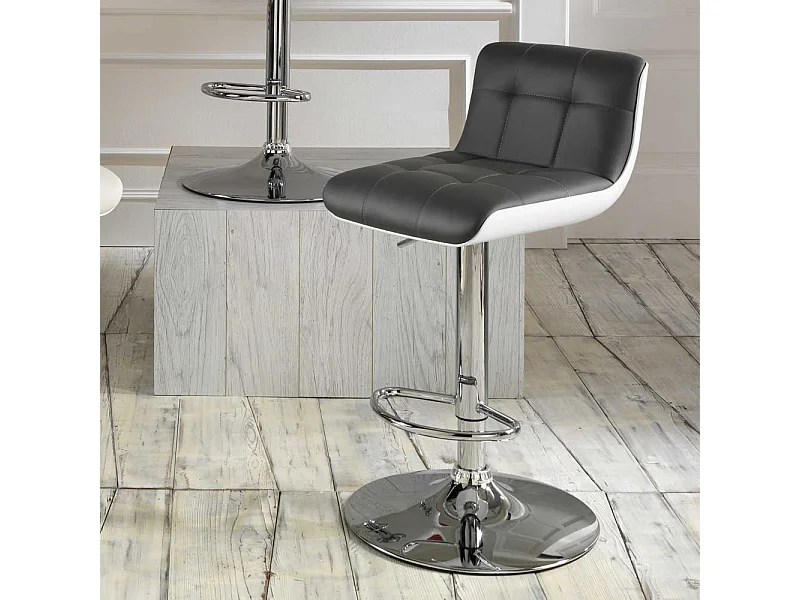 Design Barhocker in Schwarz Weiß Lehne (2er Set)