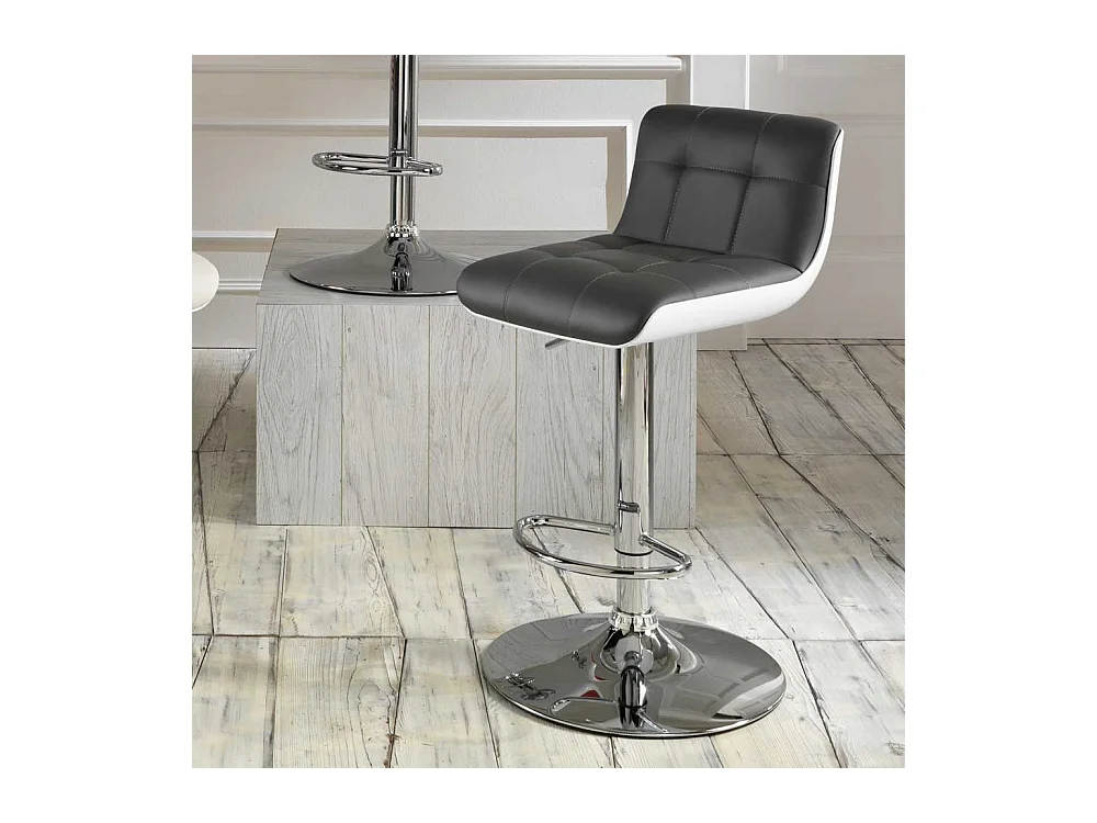 Design Barhocker in Schwarz Weiß Lehne (2er Set)