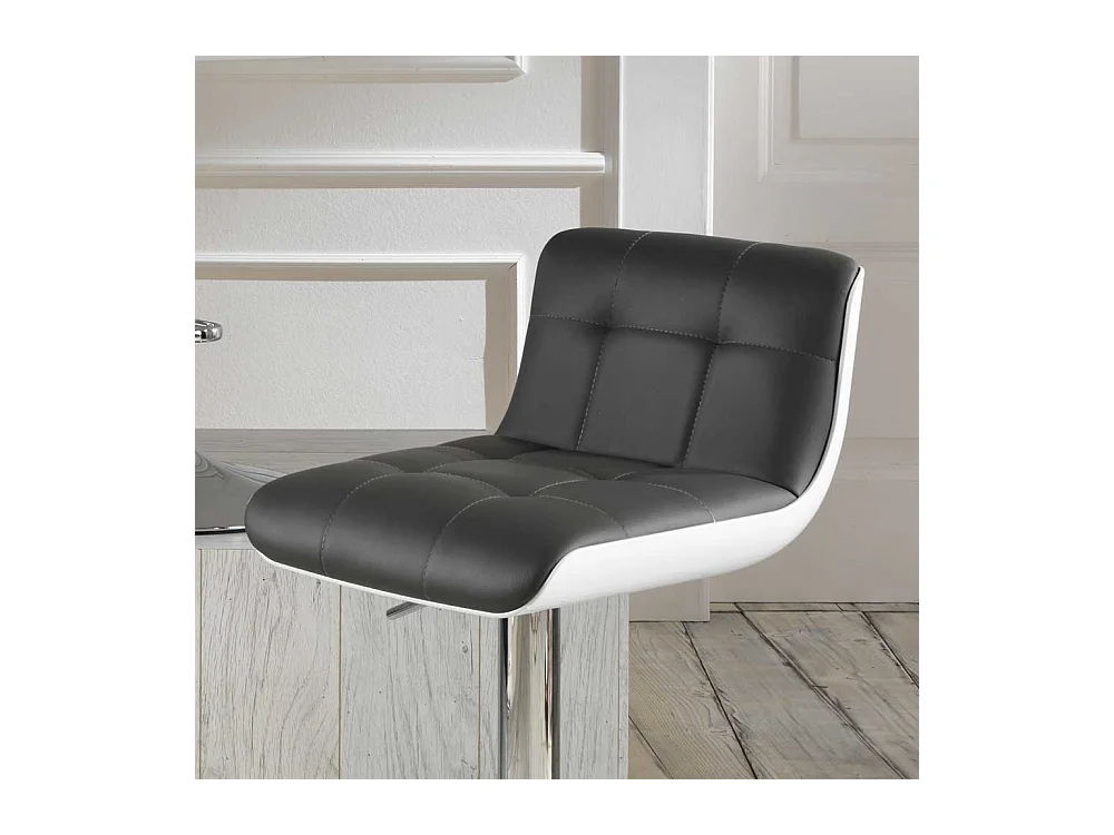 Design Barhocker in Schwarz Weiß Lehne (2er Set)