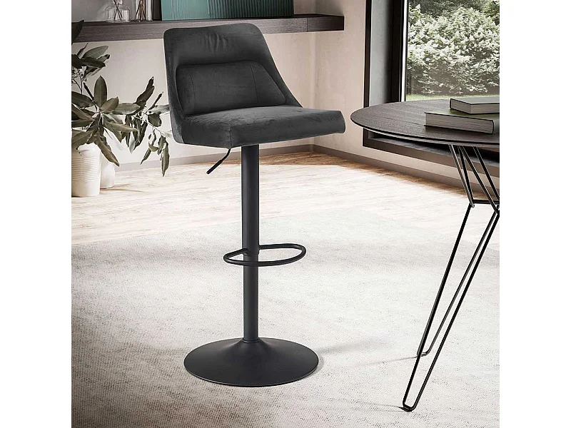 Gepolsterter Barhocker höhenverstellbar Gestell drehbar Metall Fußstütze