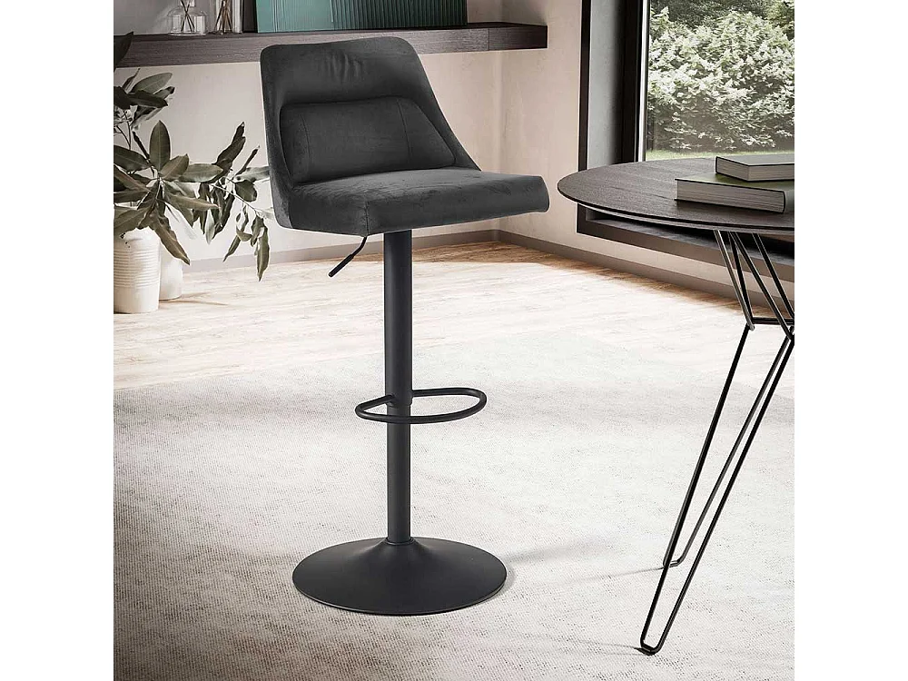 Gepolsterter Barhocker höhenverstellbar Gestell drehbar Metall Fußstütze