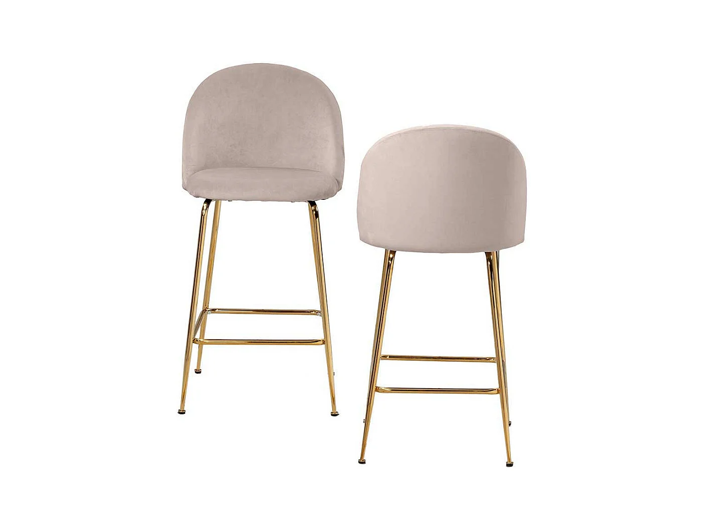 Tresenstuhl Barhocker Set in Beige und Goldfarben (2er Set)