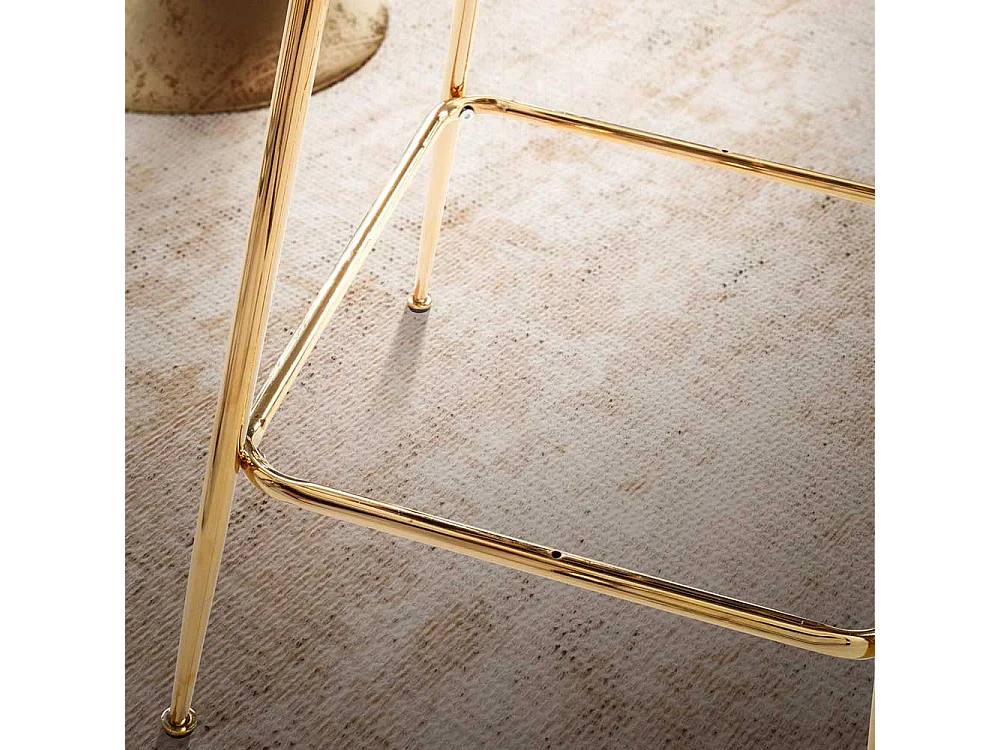 Tresenstuhl Barhocker Set in Beige und Goldfarben (2er Set)