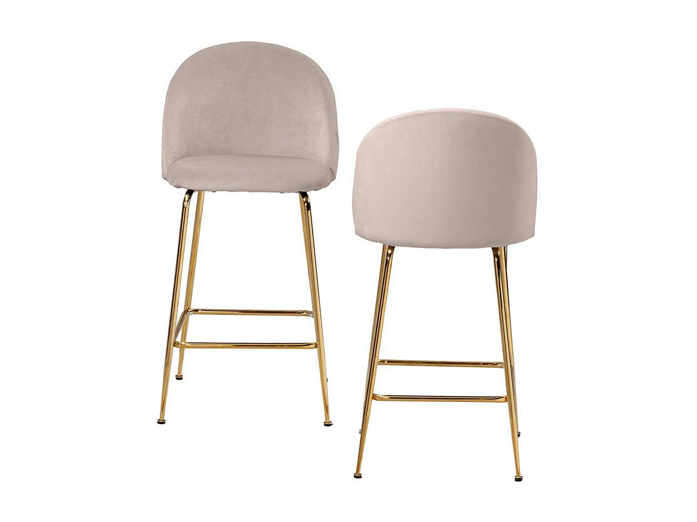 Tresenstuhl Barhocker Set in Beige und Goldfarben (2er Set)