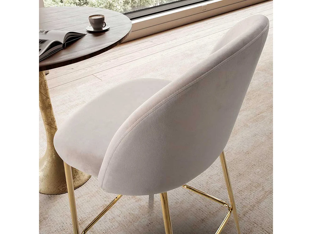 Tresenstuhl Barhocker Set in Beige und Goldfarben (2er Set)