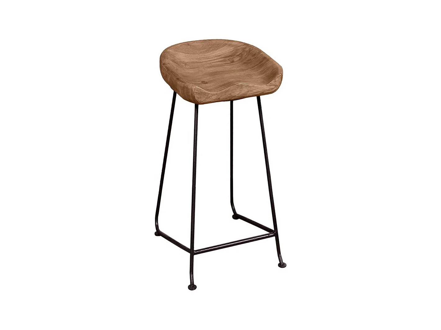 Küchenhocker aus Akazie Massivholz Metall Schwarz
