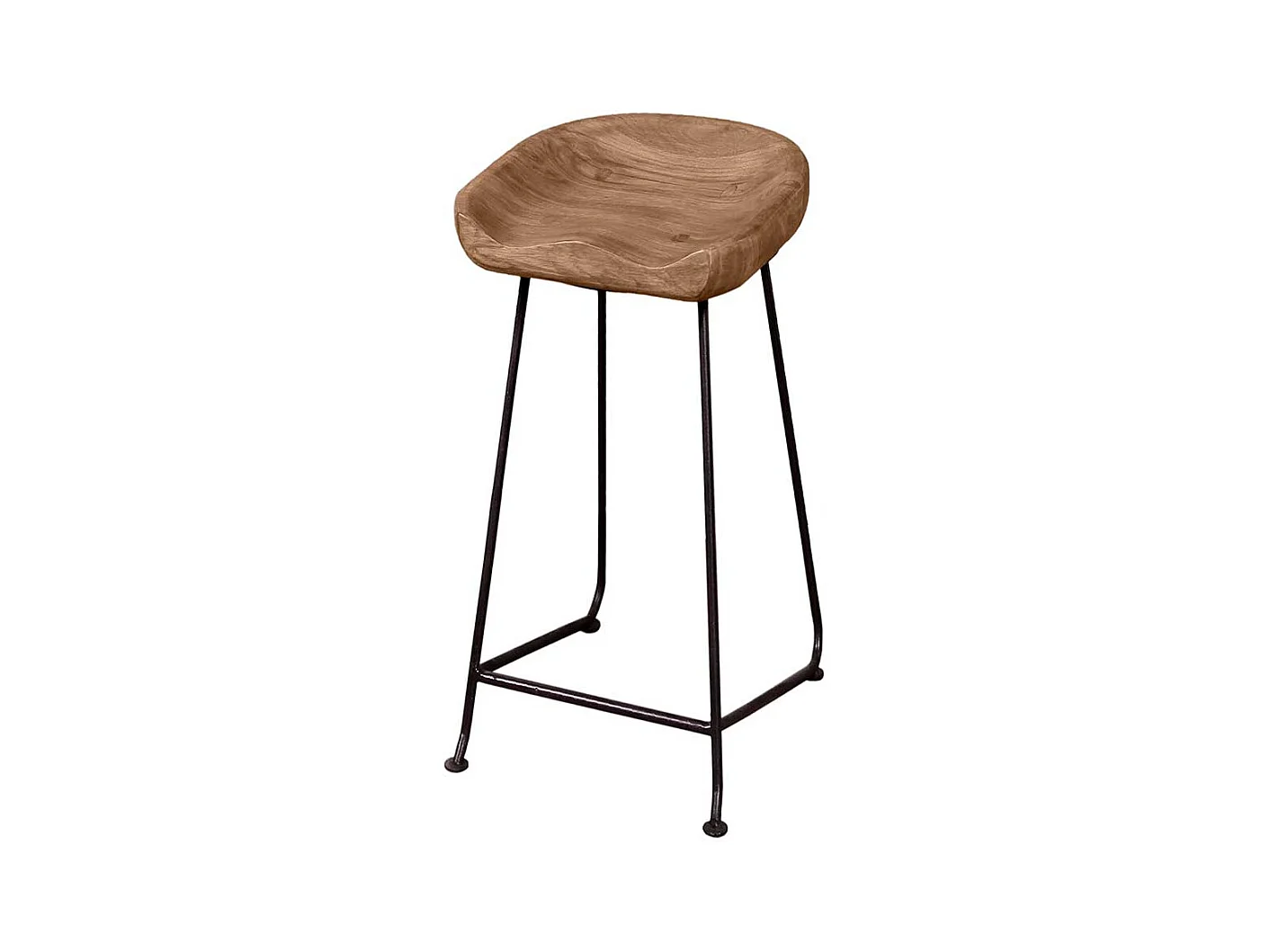 Küchenhocker aus Akazie Massivholz Metall Schwarz