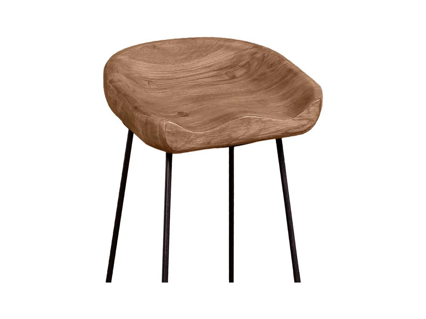 Küchenhocker aus Akazie Massivholz Metall Schwarz