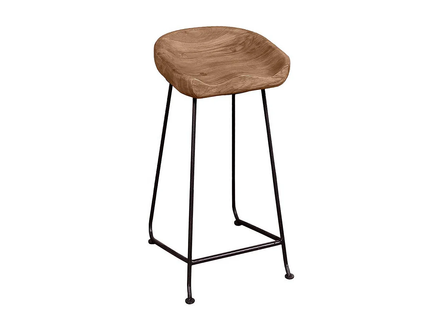Küchenhocker aus Akazie Massivholz Metall Schwarz