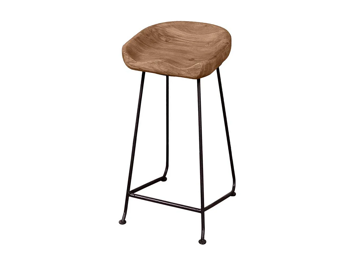 Küchenhocker aus Akazie Massivholz Metall Schwarz