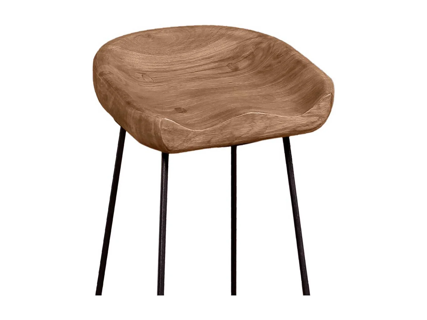 Küchenhocker aus Akazie Massivholz Metall Schwarz