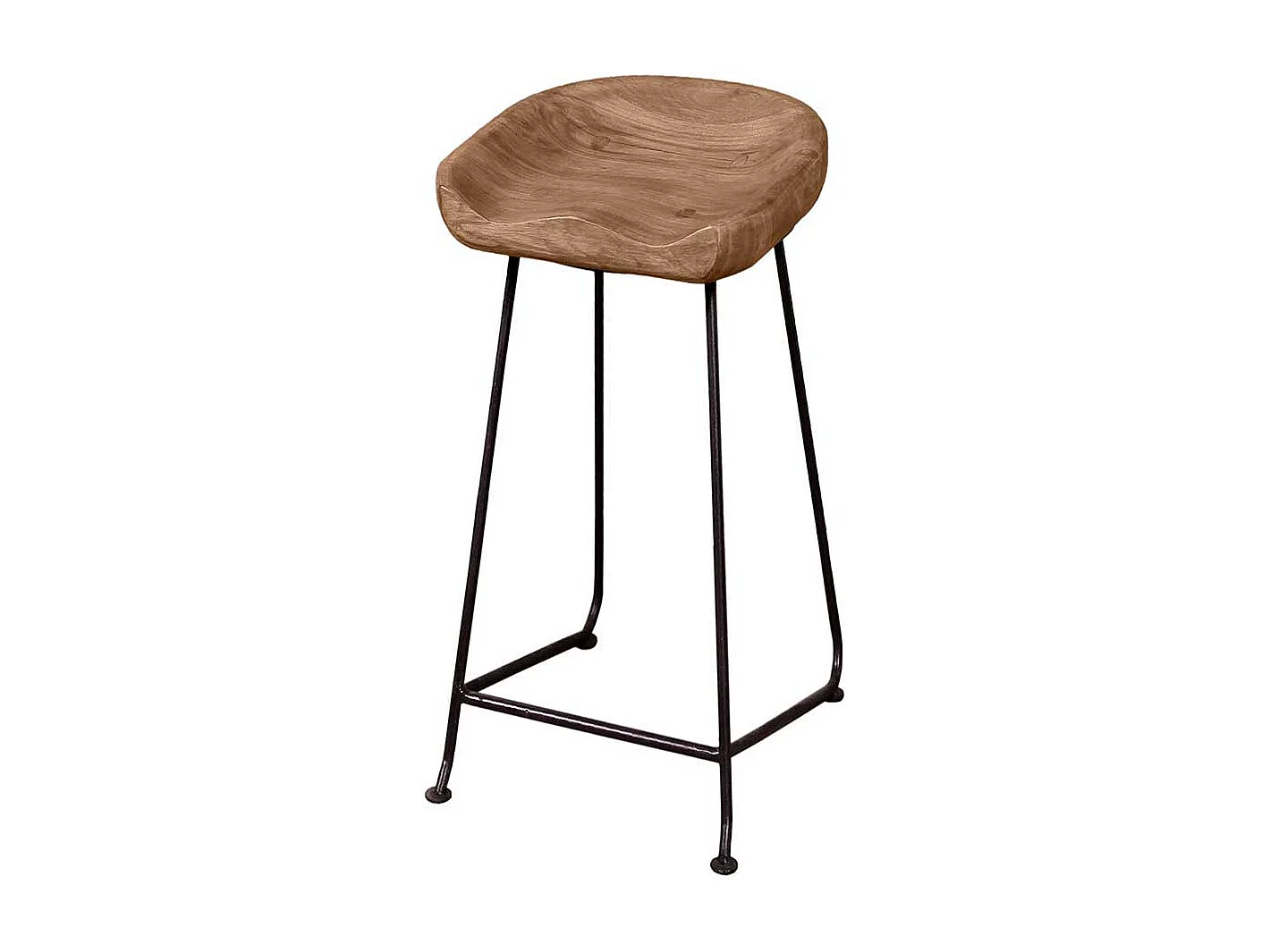 Küchenhocker aus Akazie Massivholz Metall Schwarz