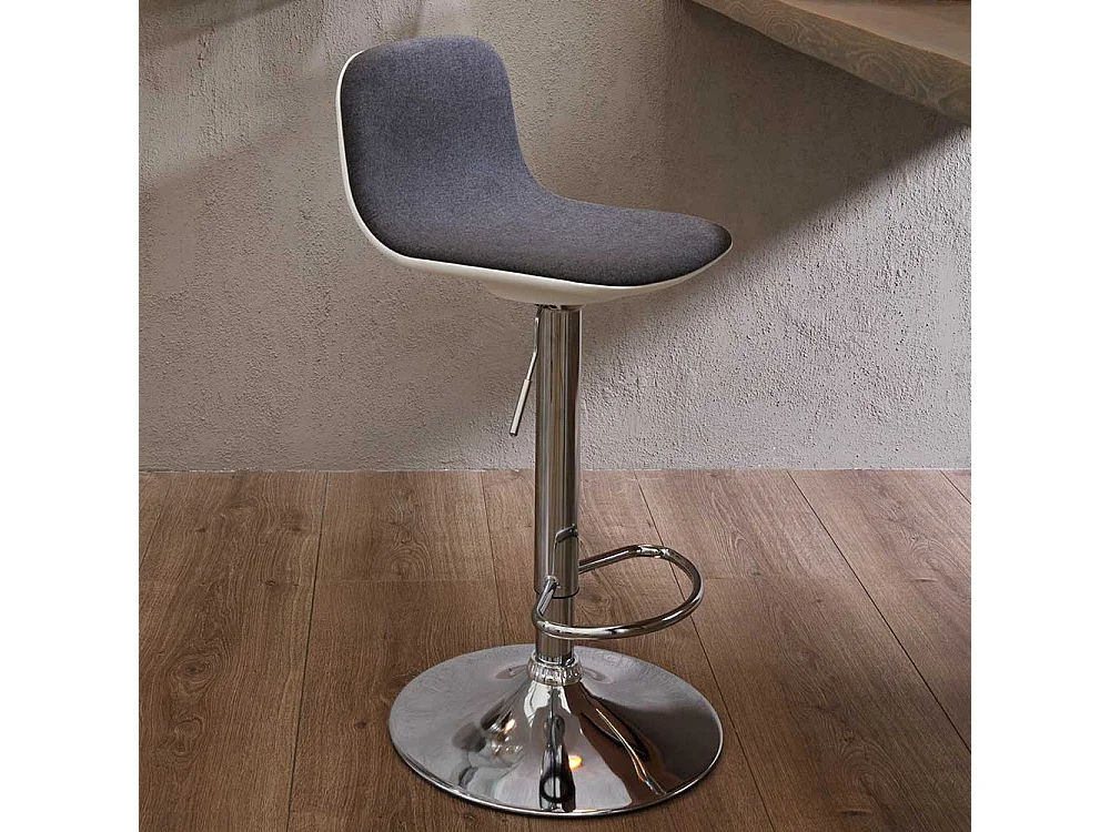 Designbarhocker in Dunkelgrau Webstoff Lehne (2er Set)