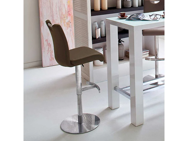 Küchenhocker in Braun Edelstahl