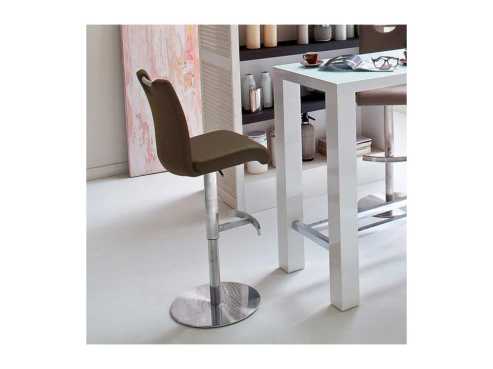 Küchenhocker in Braun Edelstahl