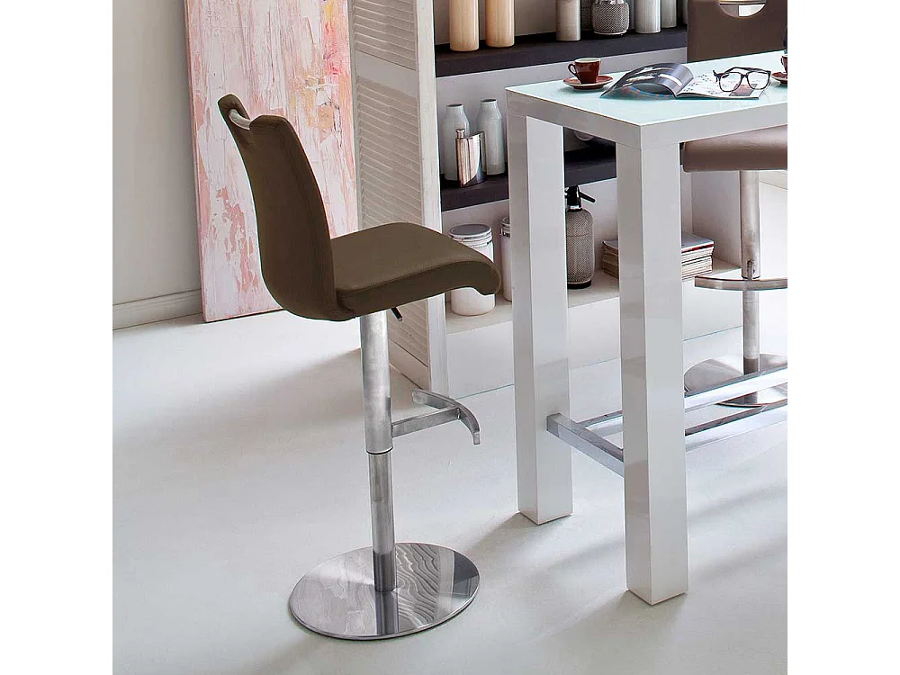 Küchenhocker in Braun Edelstahl