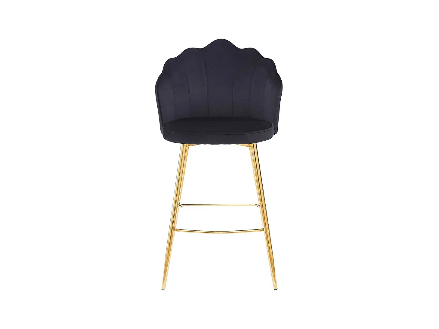 Elegante Barstühle schwarzer Samt Bezug Lehne in Muschelform (2er Set)