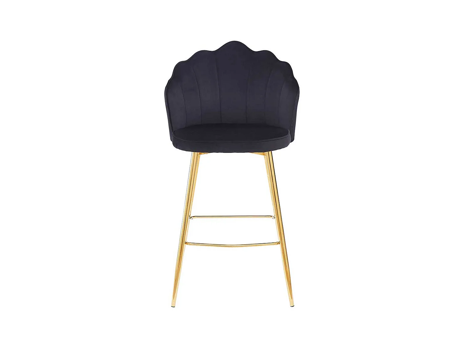 Elegante Barstühle schwarzer Samt Bezug Lehne in Muschelform (2er Set)