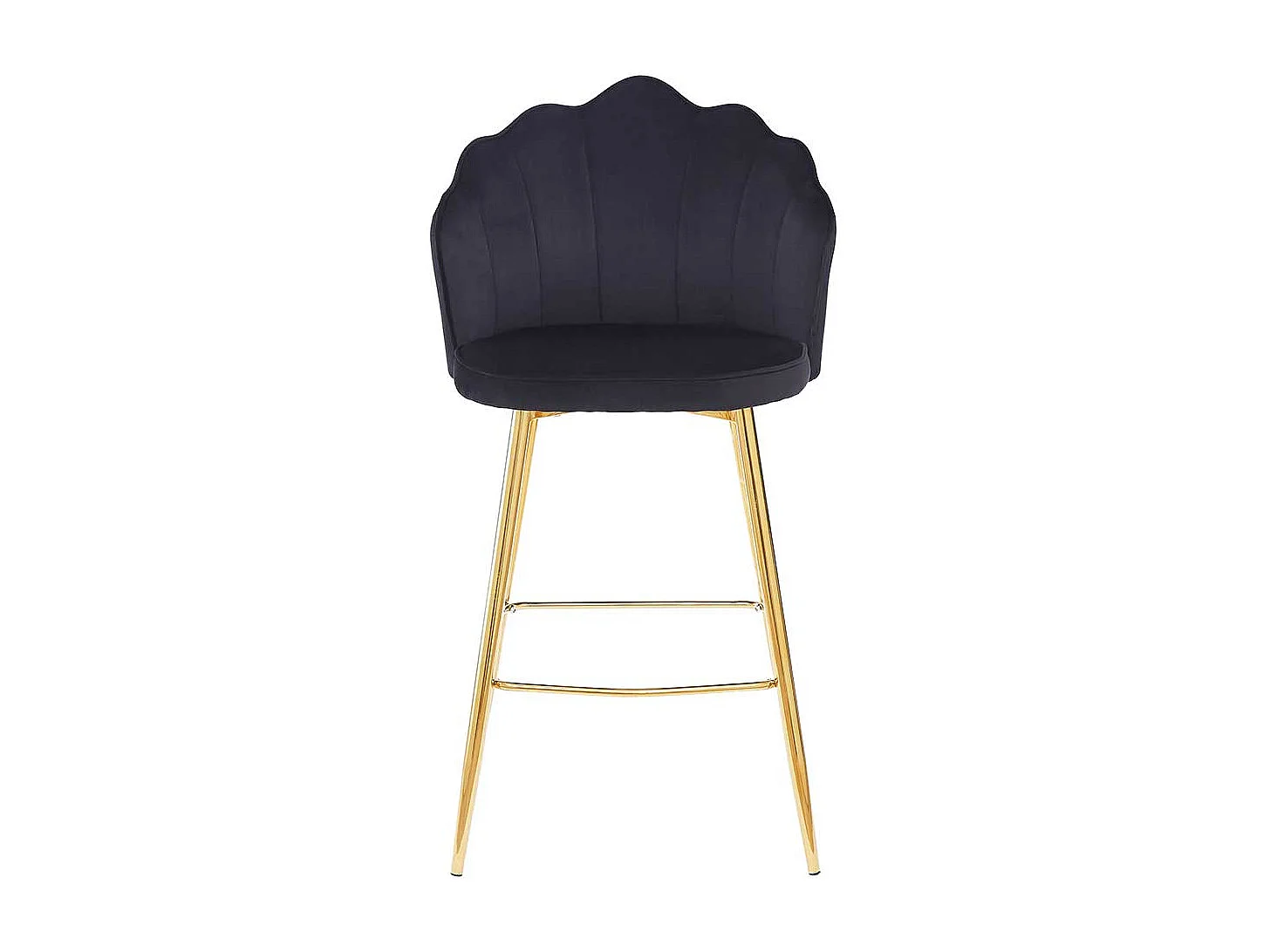 Elegante Barstühle schwarzer Samt Bezug Lehne in Muschelform (2er Set)