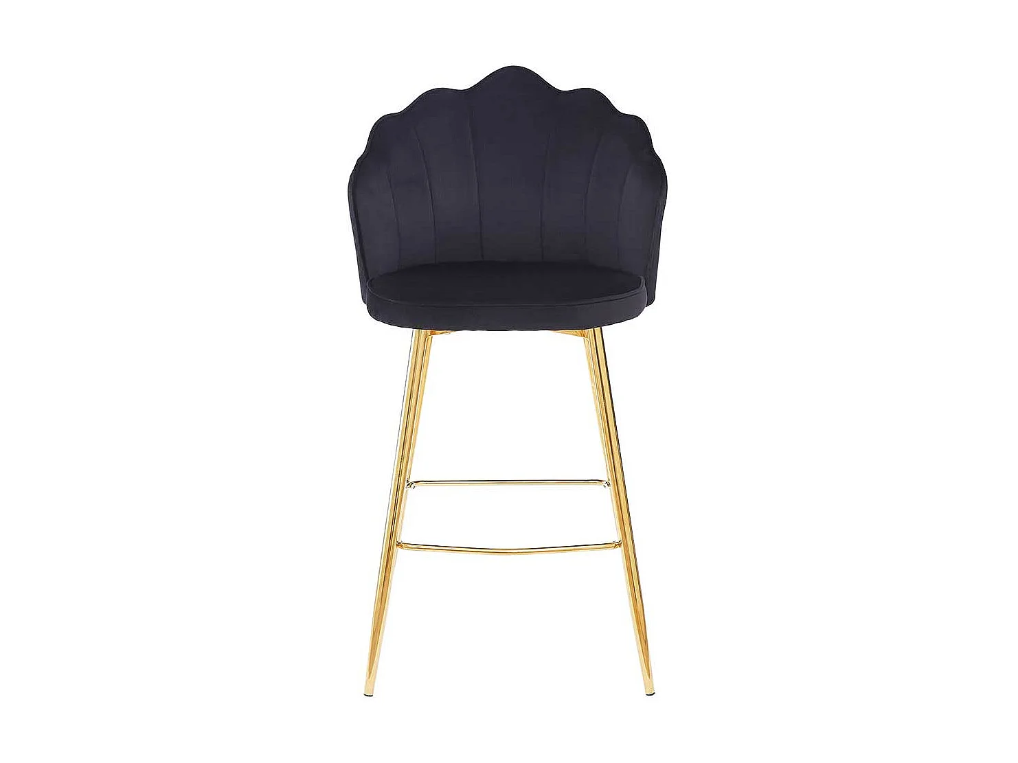 Elegante Barstühle schwarzer Samt Bezug Lehne in Muschelform (2er Set)