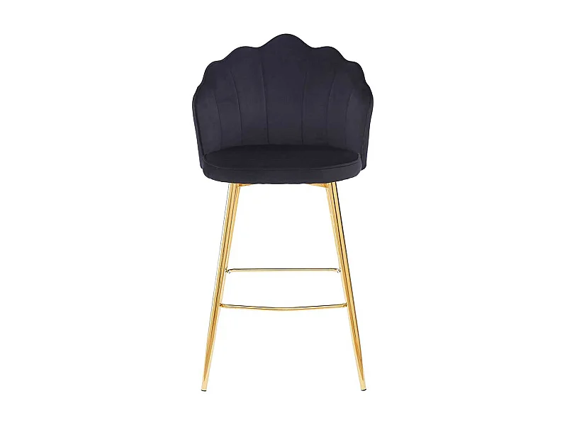 Elegante Barstühle schwarzer Samt Bezug Lehne in Muschelform (2er Set)