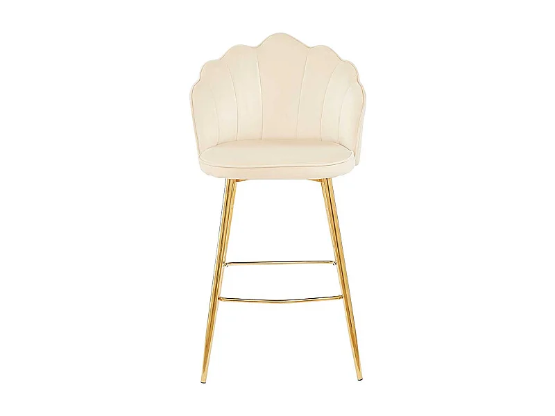 Retro Barhocker Rücken in Muschelform Bezug Samt Beige (2er Set)