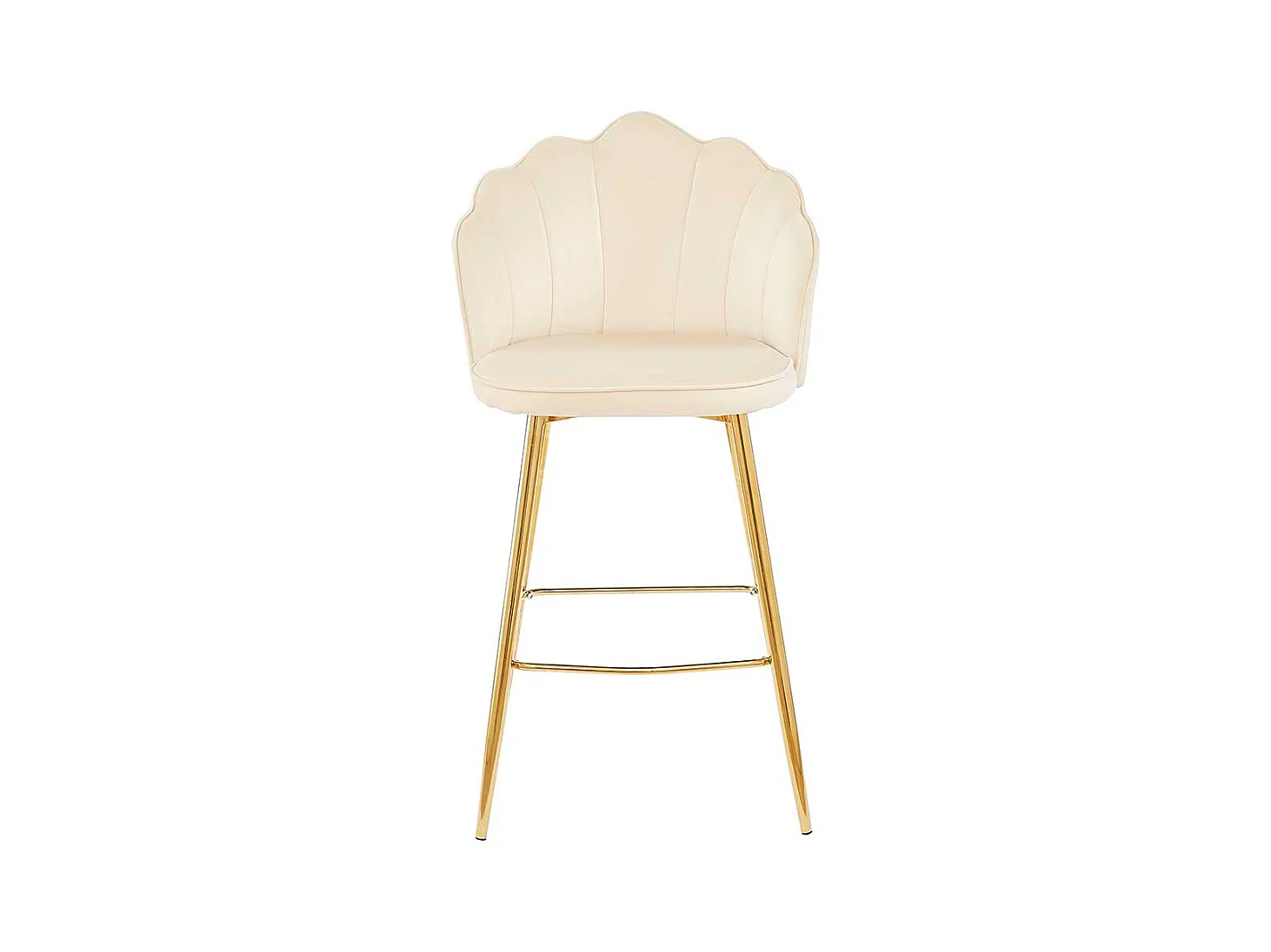 Retro Barhocker Rücken in Muschelform Bezug Samt Beige (2er Set)