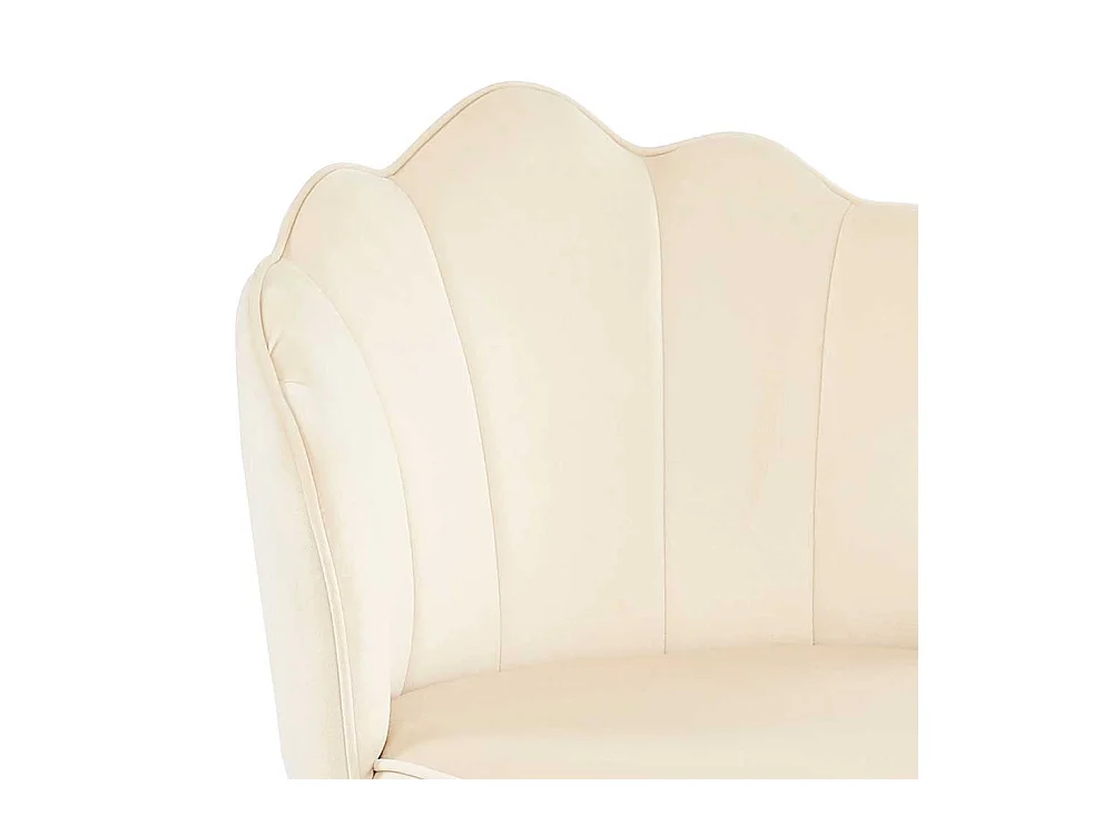 Retro Barhocker Rücken in Muschelform Bezug Samt Beige (2er Set)