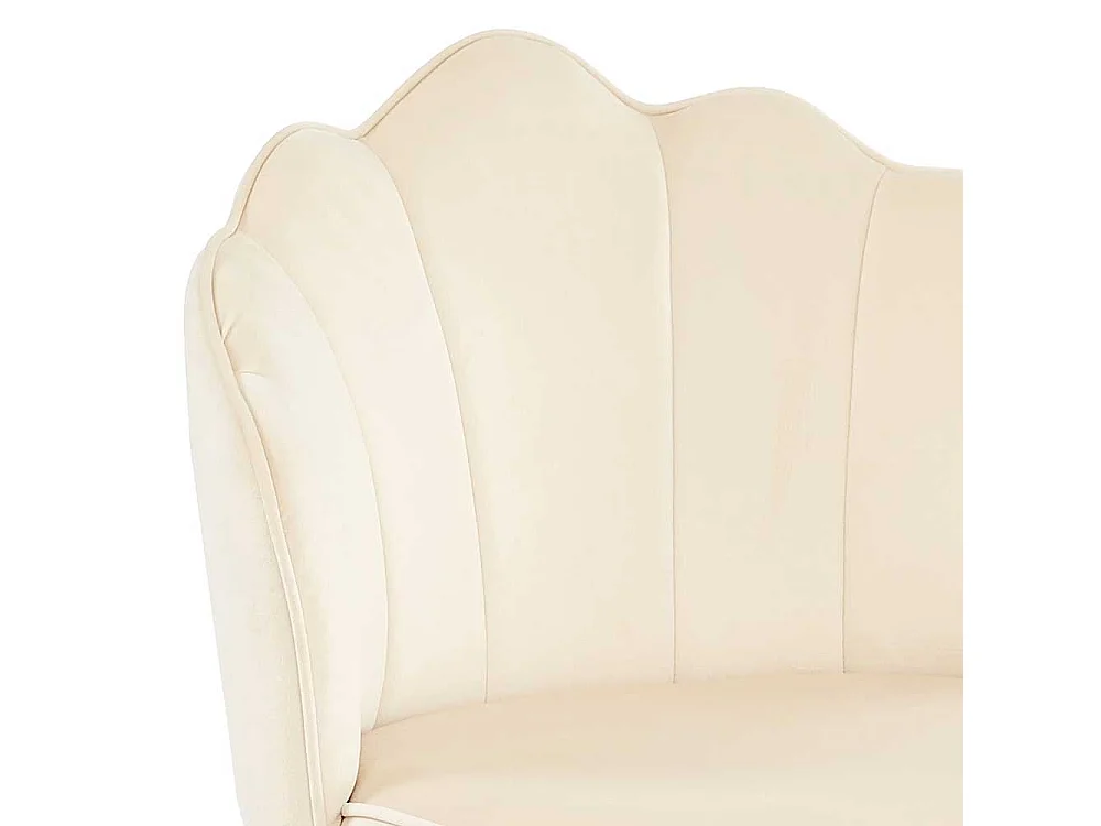 Retro Barhocker Rücken in Muschelform Bezug Samt Beige (2er Set)