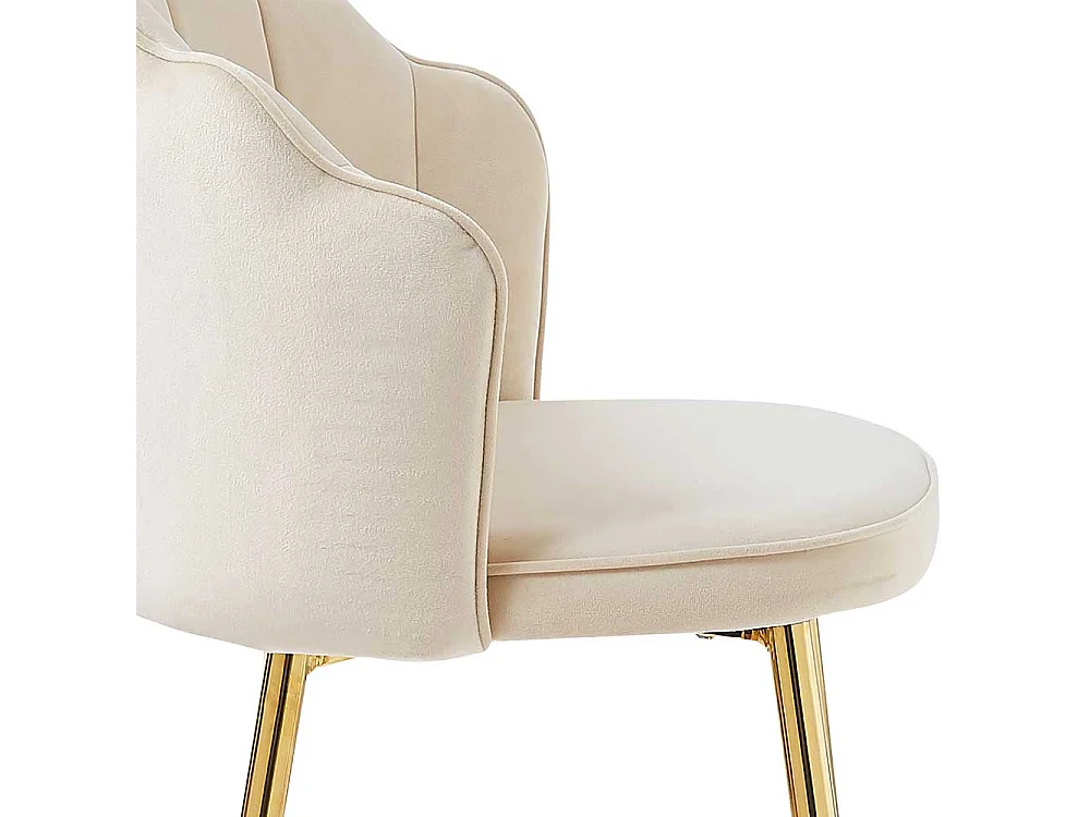 Retro Barhocker Rücken in Muschelform Bezug Samt Beige (2er Set)