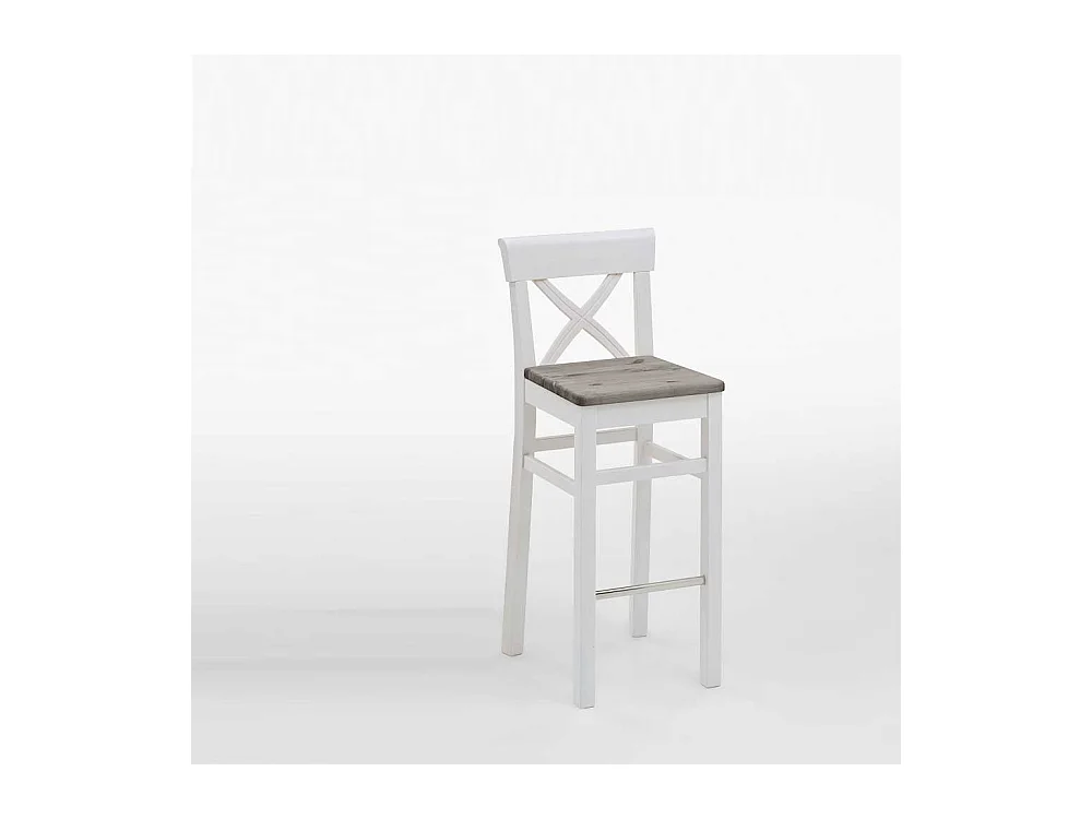 Barstuhl in Weiß Grau Kiefer Massivholz