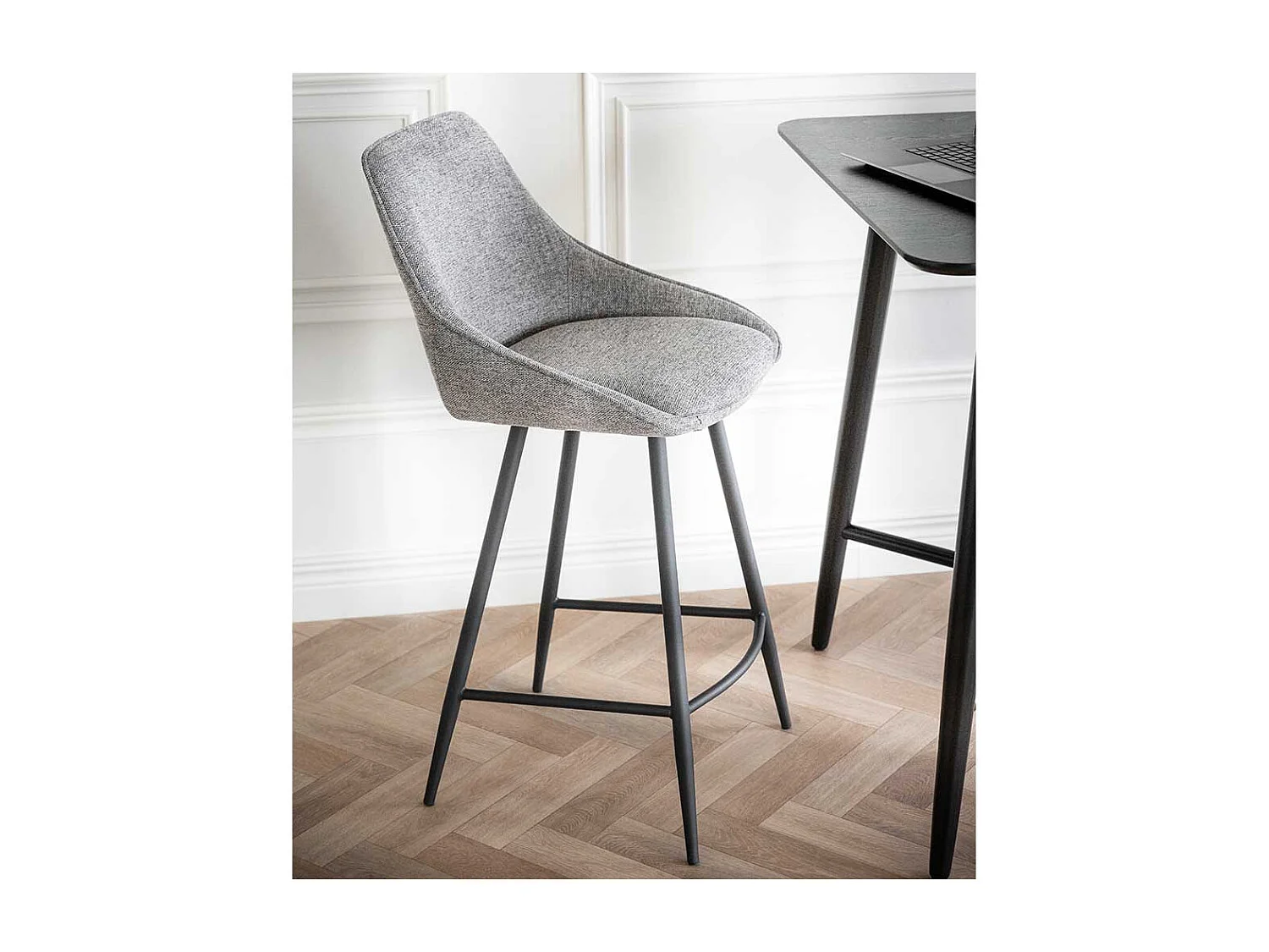 Graue Hochhocker mit gepolsterter Rückenlehne 67 cm Sitzhöhe (2er Set)