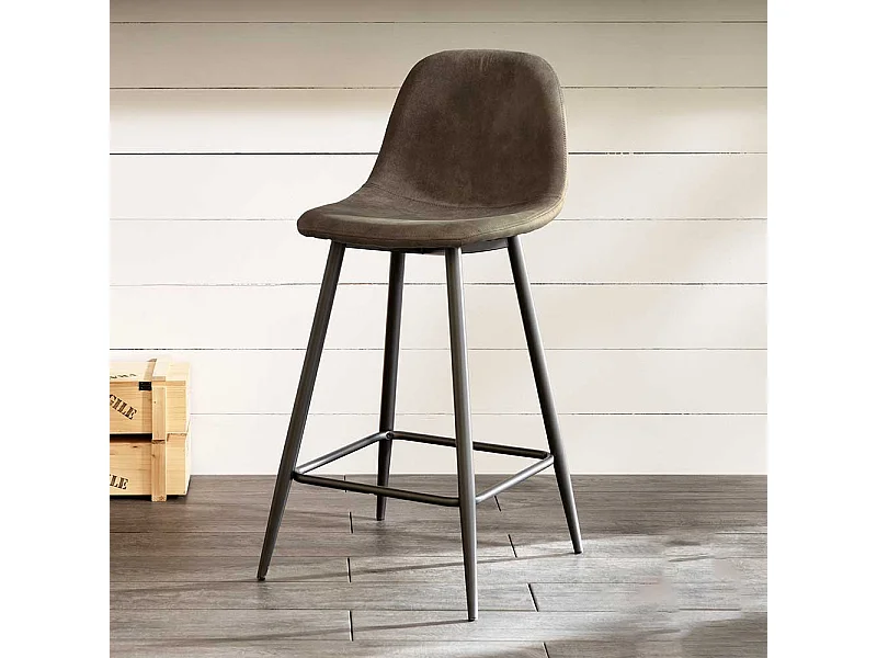 Barstuhl in Taupe Kunstleder Stahl Anthrazit (2er Set)