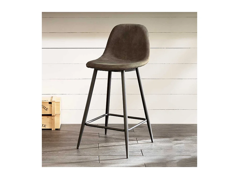 Barstuhl in Taupe Kunstleder Stahl Anthrazit (2er Set)