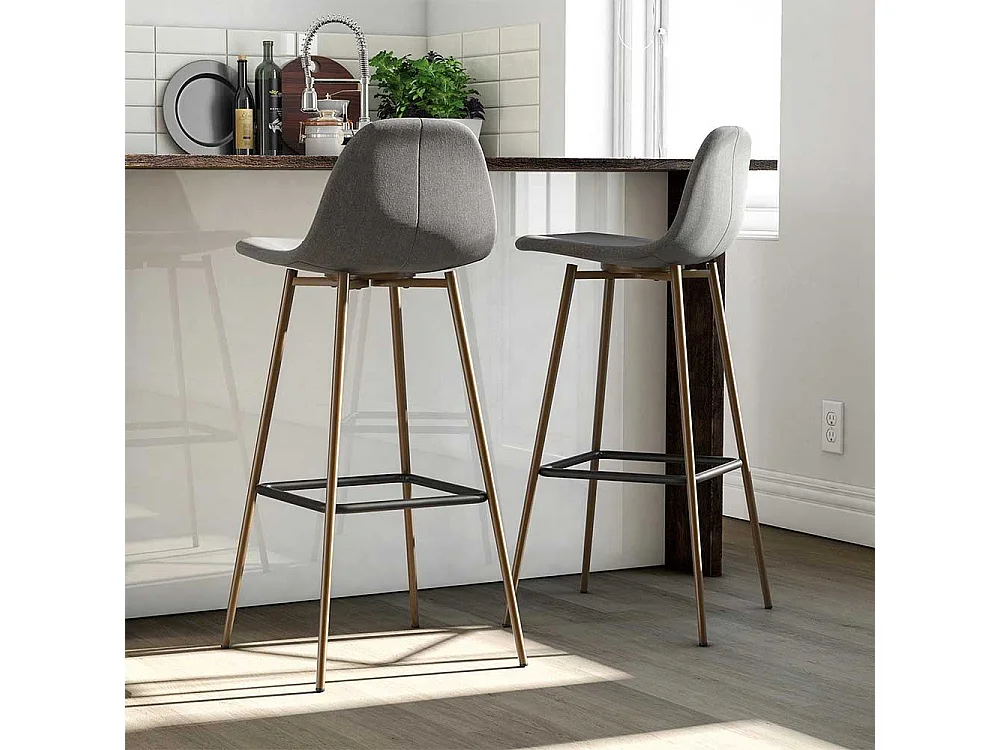 Barhocker in Dunkelgrau und Braun Fußstütze