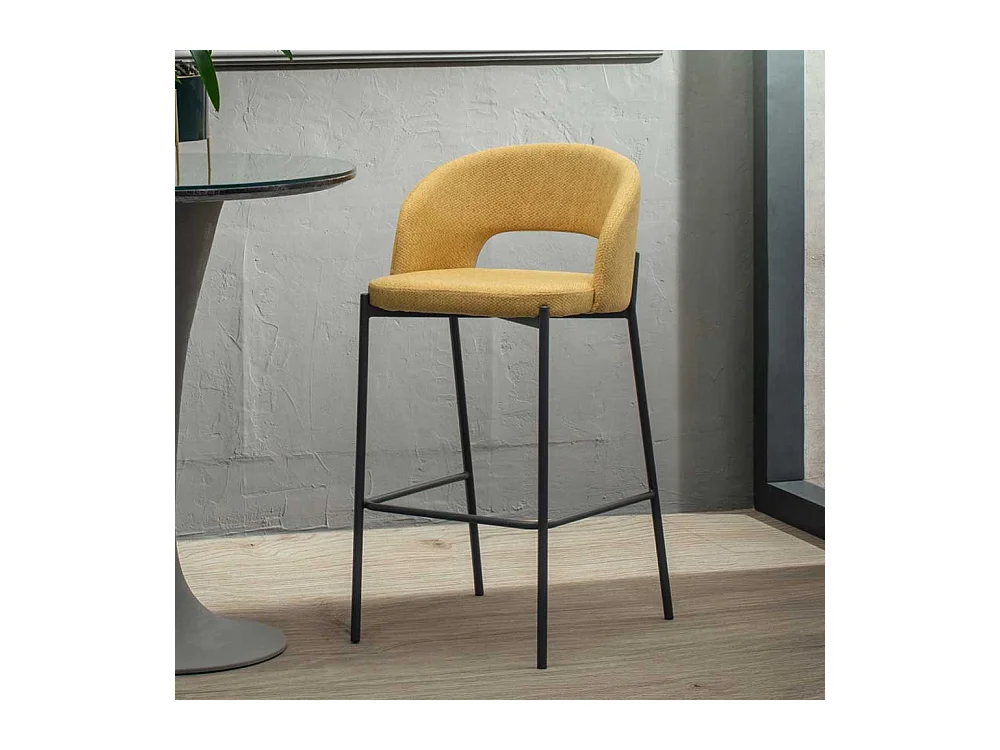 Barstühle in Gelb und Anthrazit gepolstert (2er Set)