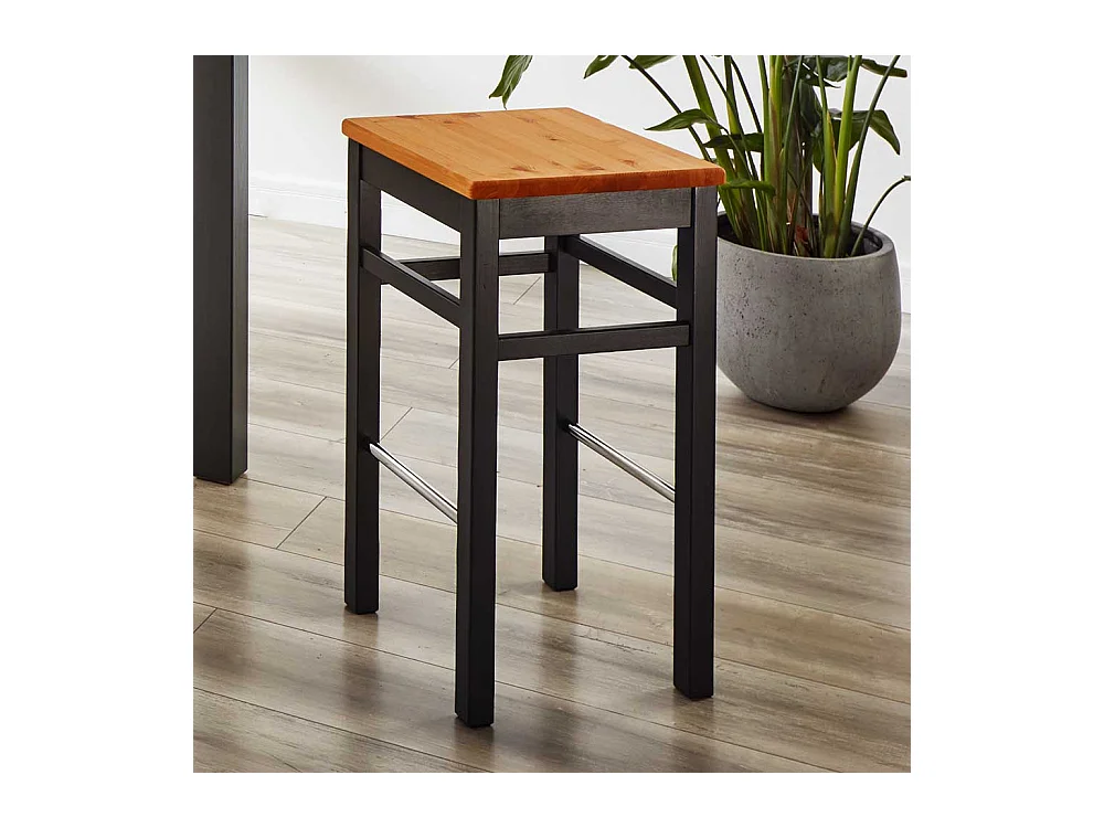 Kiefer massiv Barhocker in Schwarz und Laugenfarben 75 cm Sitzhöhe