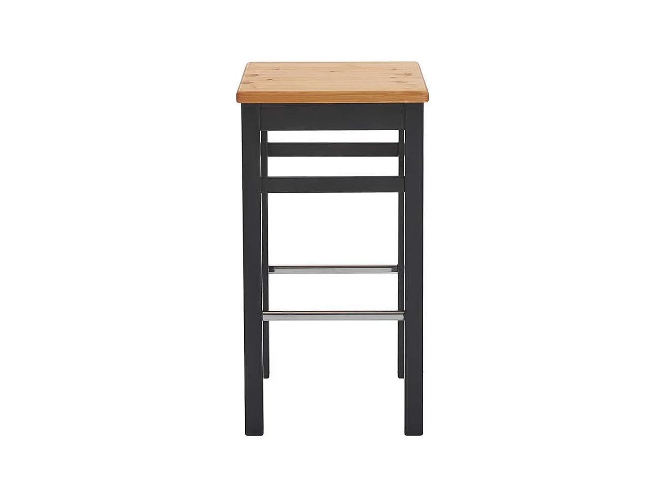 Kiefer massiv Barhocker in Schwarz und Laugenfarben 75 cm Sitzhöhe