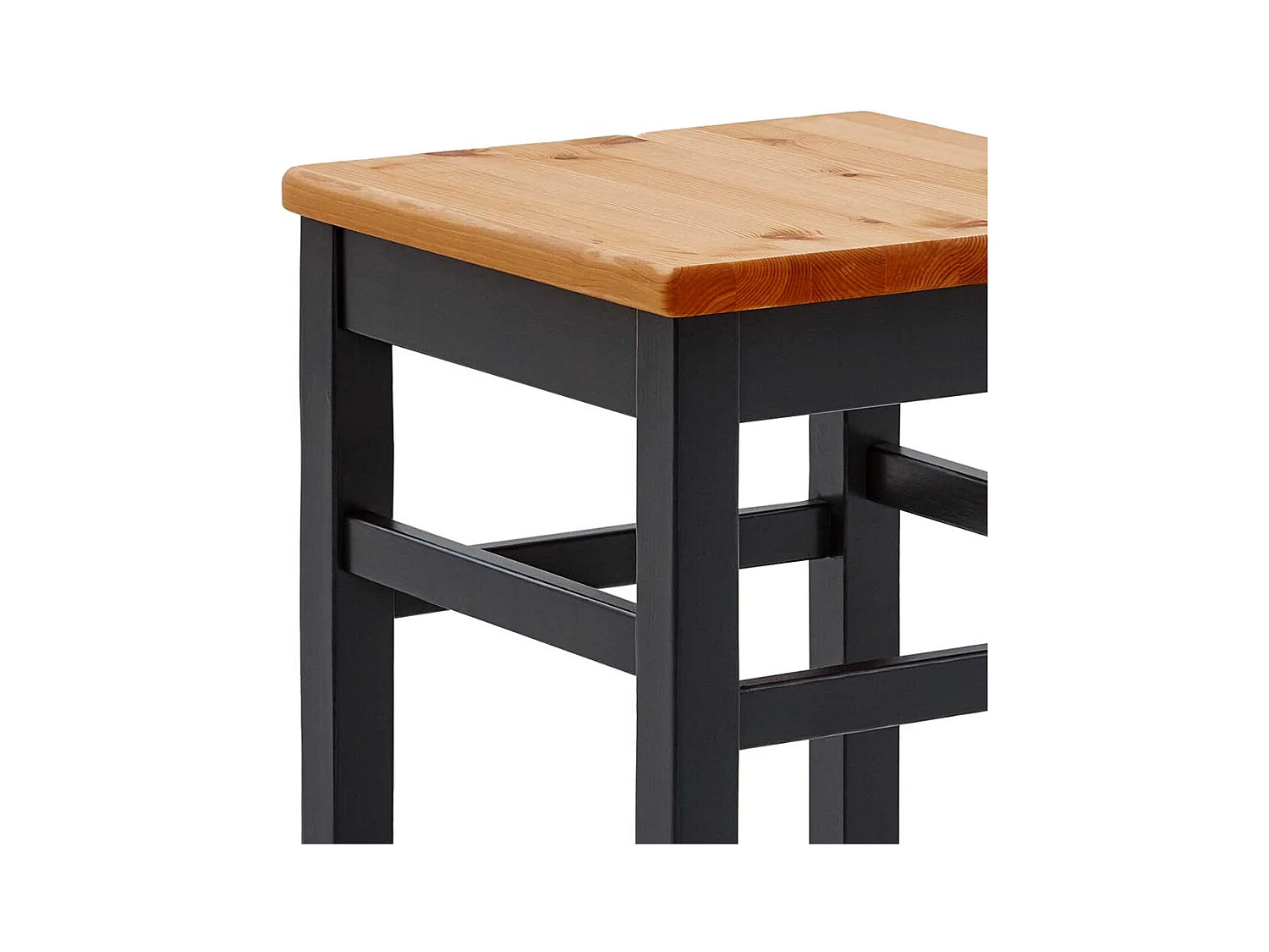 Kiefer massiv Barhocker in Schwarz und Laugenfarben 75 cm Sitzhöhe