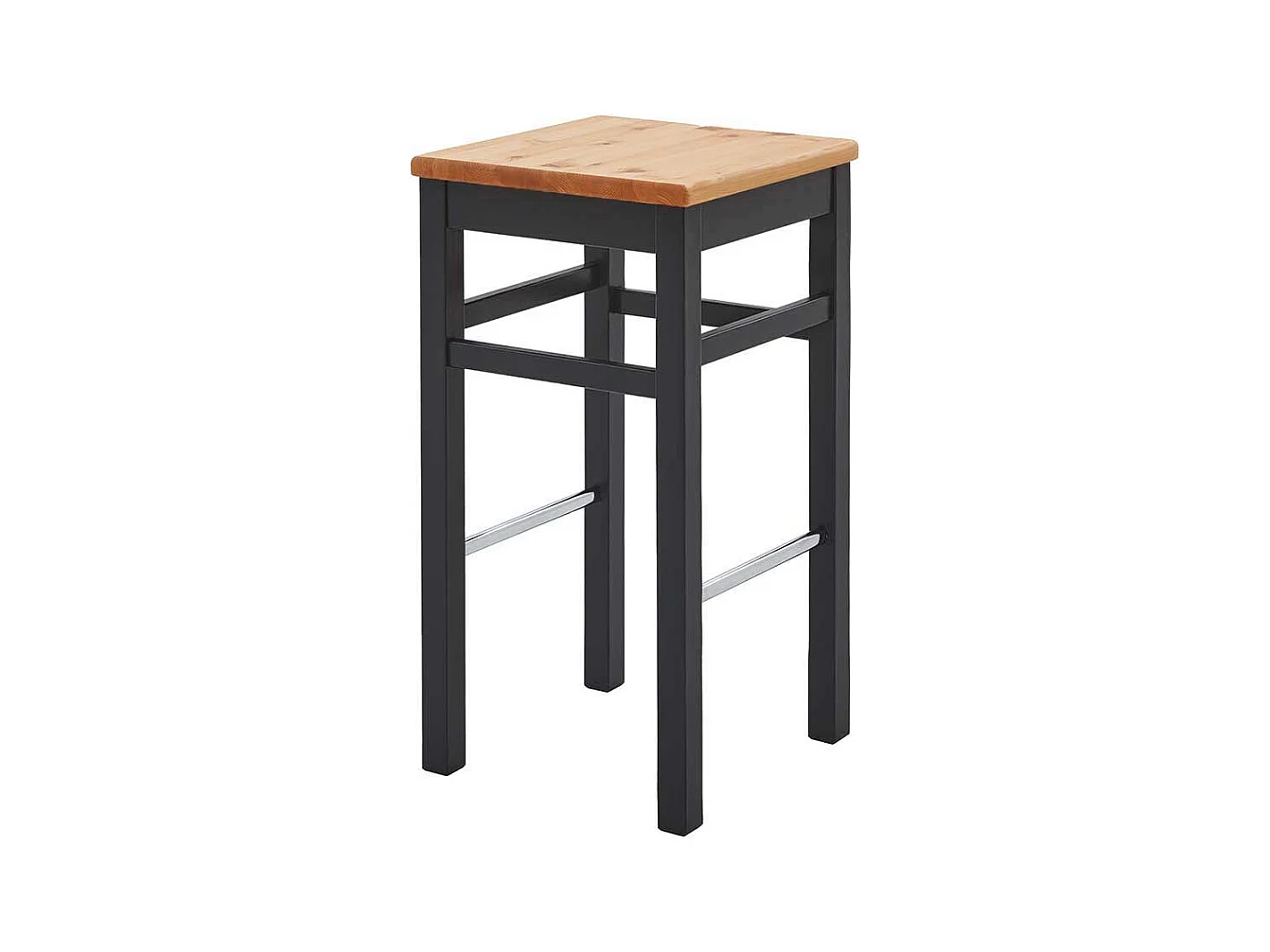 Kiefer massiv Barhocker in Schwarz und Laugenfarben 75 cm Sitzhöhe