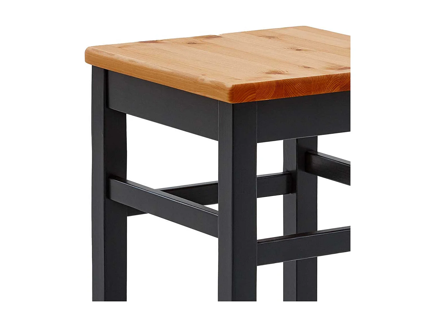 Kiefer massiv Barhocker in Schwarz und Laugenfarben 75 cm Sitzhöhe