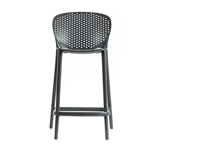 Wetterfeste Barhocker in Dunkelgrau Kunststoff (2er Set)