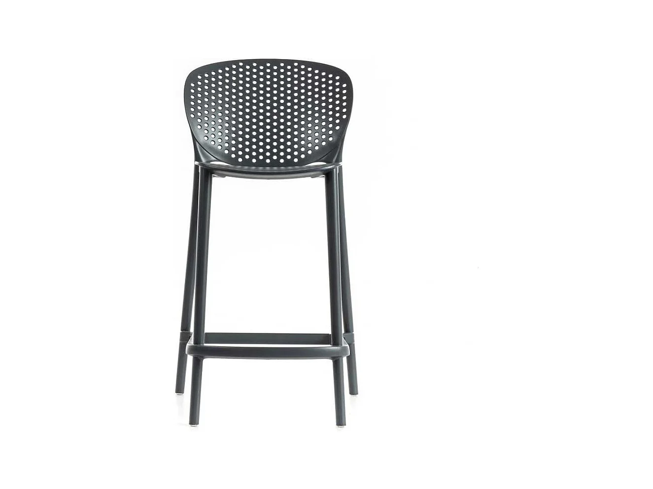 Wetterfeste Barhocker in Dunkelgrau Kunststoff (2er Set)