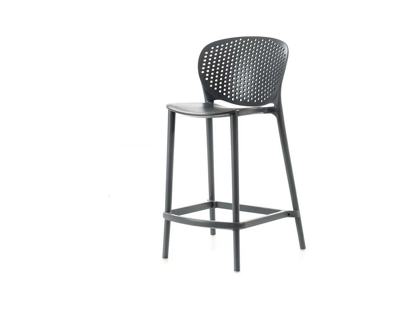 Wetterfeste Barhocker in Dunkelgrau Kunststoff (2er Set)