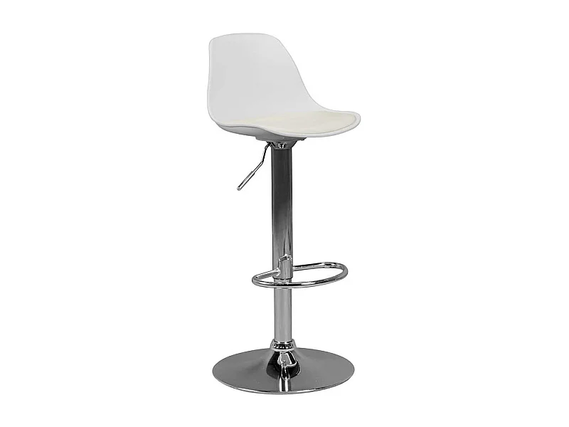 Verstellbarer Barhocker in Weiß Kunstlederbezug