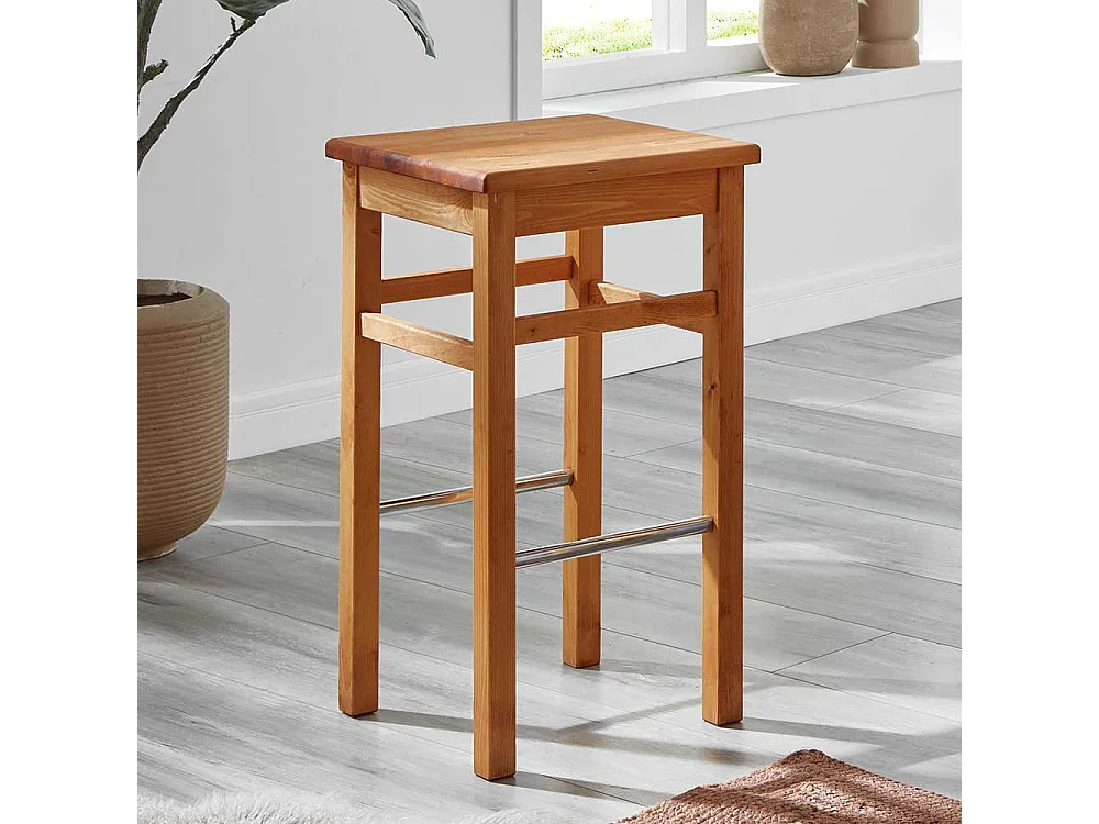 Barhocker 75 cm hoch aus Kiefer Massivholz Landhausstil