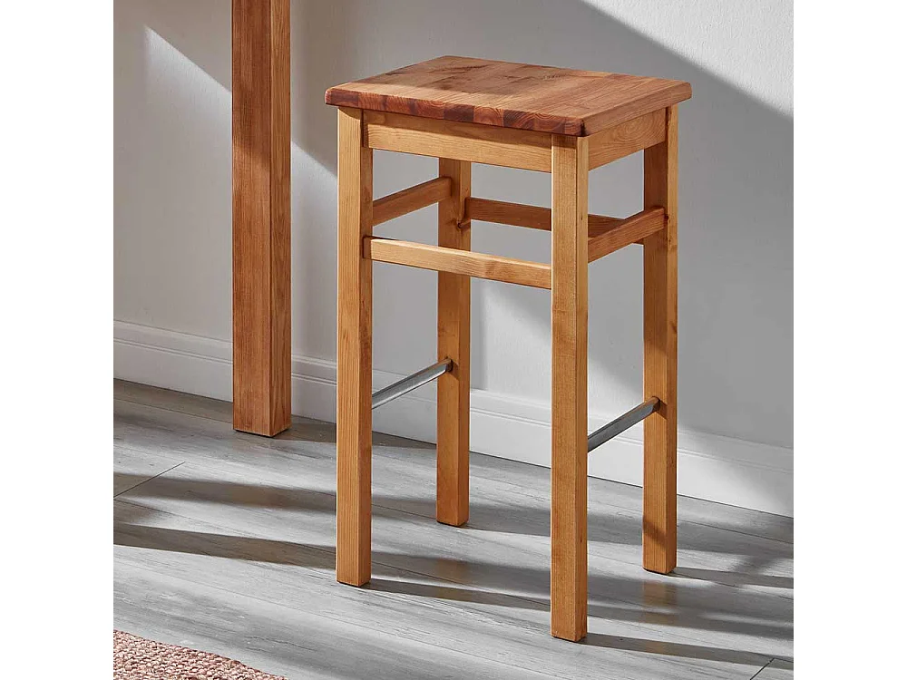 Barhocker 75 cm hoch aus Kiefer Massivholz Landhausstil