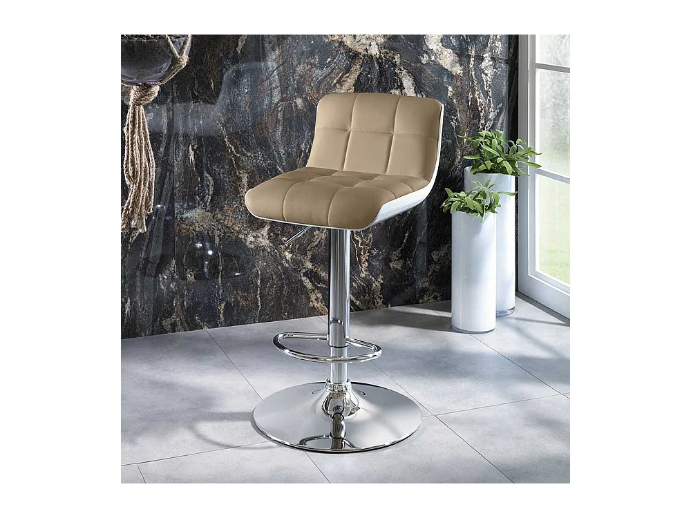 Barhocker in Taupe Kunstleder höhenverstellbar (2er Set)